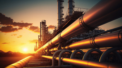 Petroleum refinery at sunrise