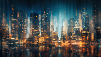 city skyline at night